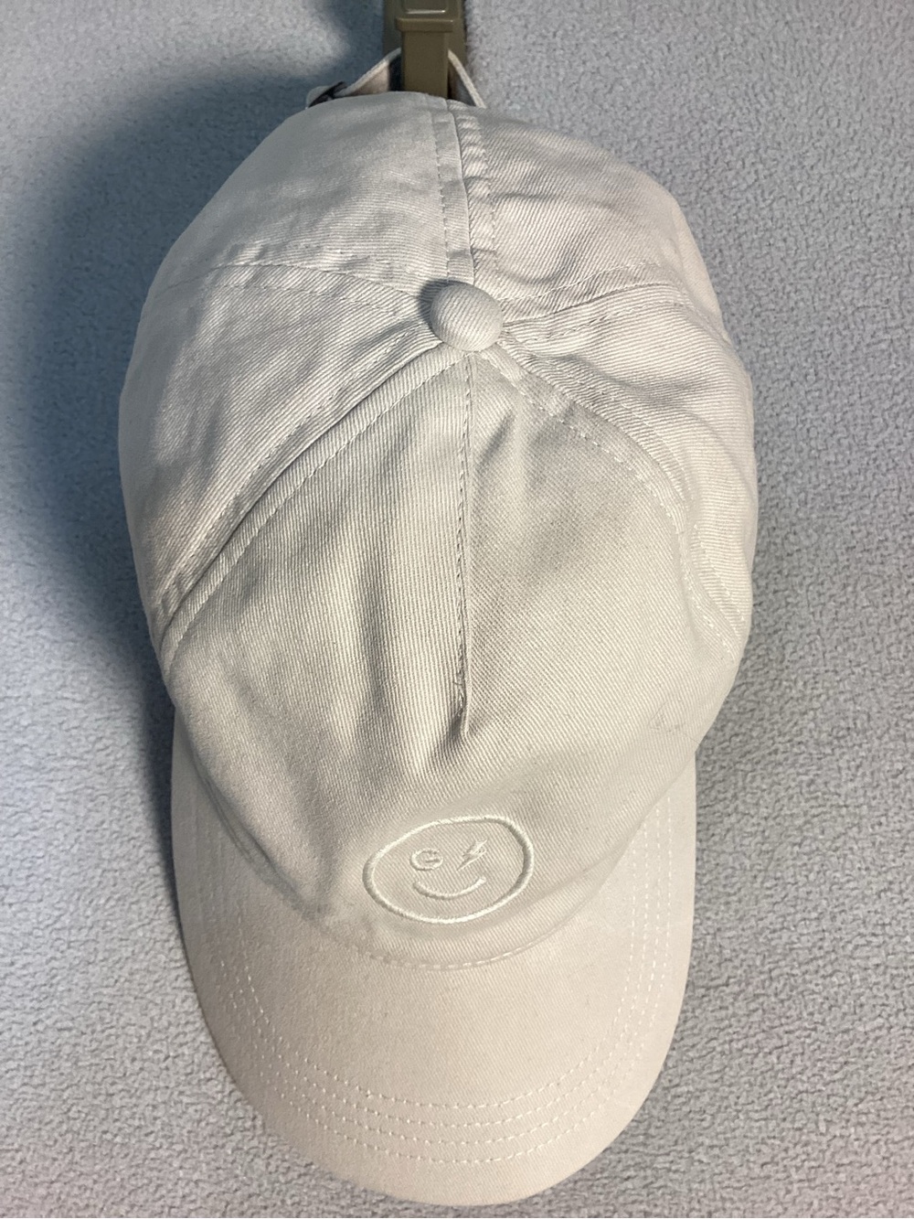 Gilly Hicks Cream Adjustable Baseball Cap with Embroidered Smile Logo Graphic
